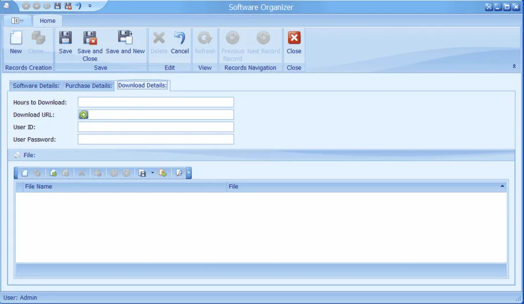 Software Key Organizer Download Window